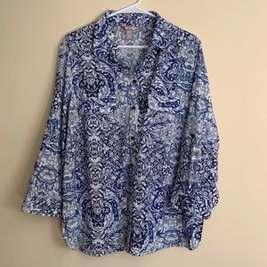 Blue patterned blouse